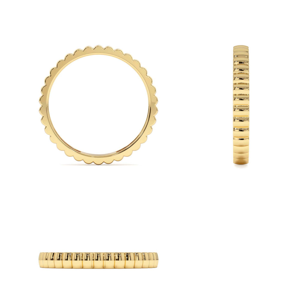 2.5MM Ribbed Gold Band in 14K Gold — view 3