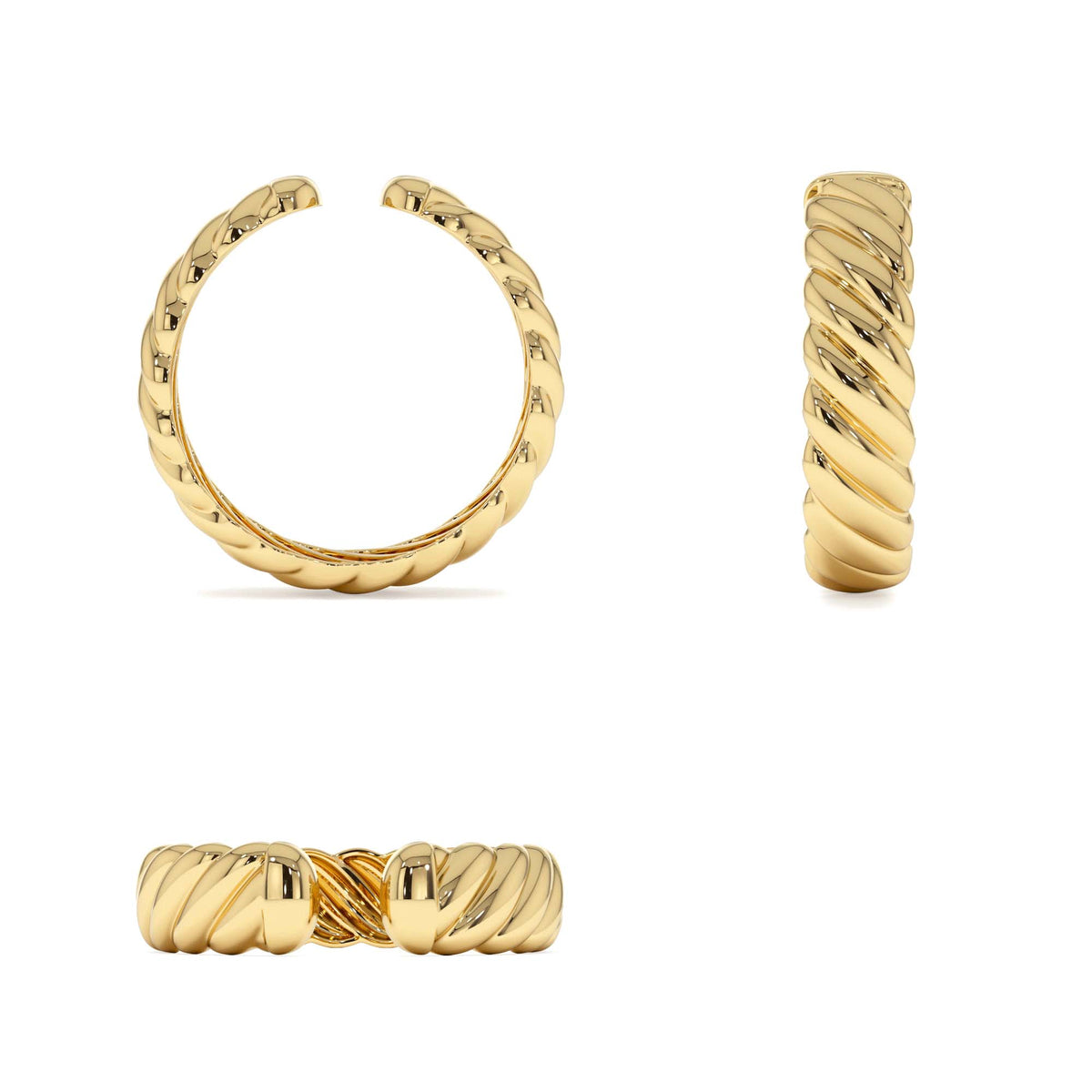 5MM Rope Cuff Ring in 14K Gold — view 3