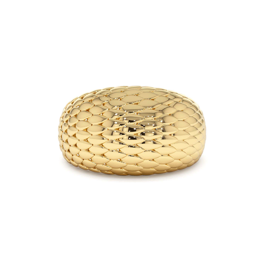 Chunky Snake Skin Texture Ring in 14K Gold — view 1