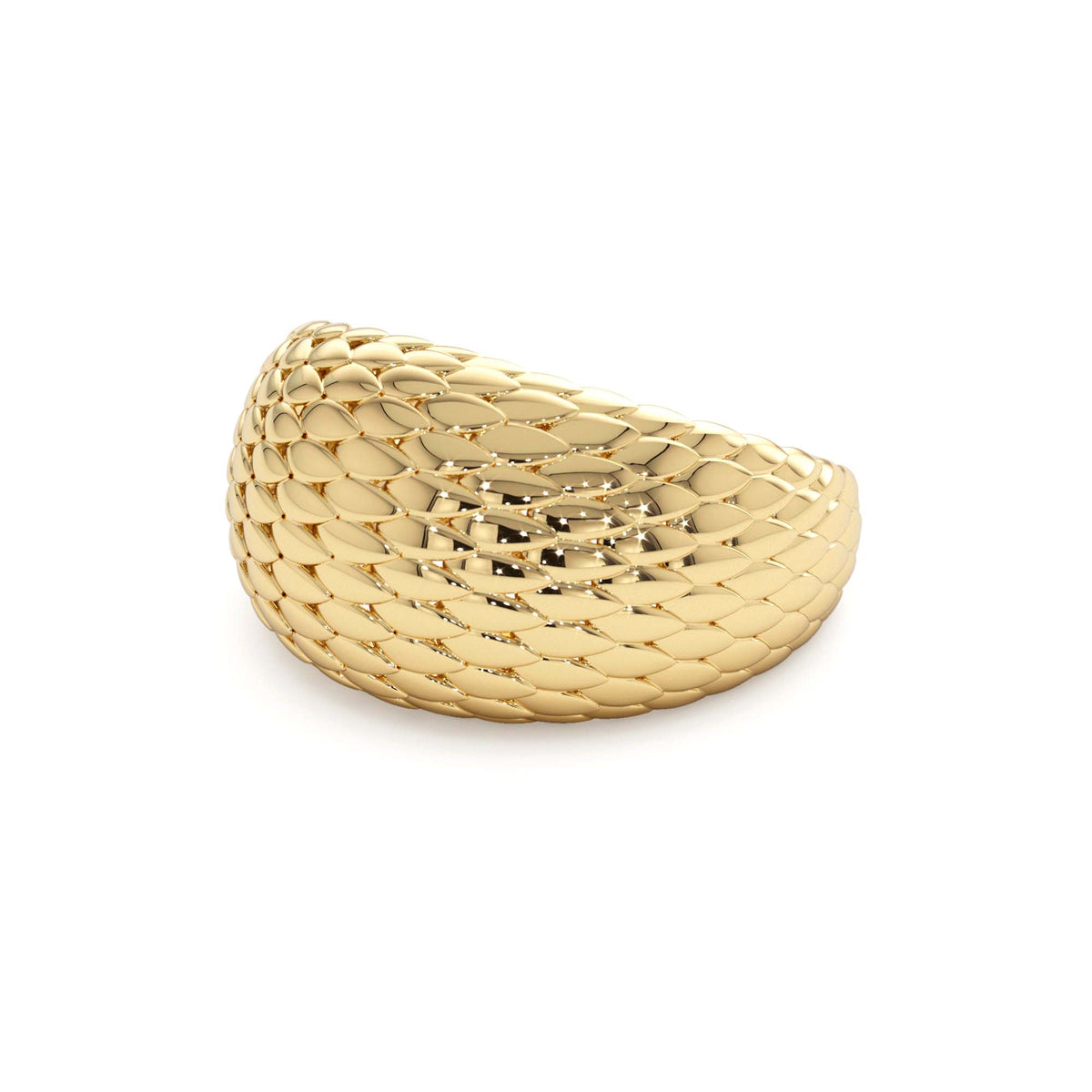 Chunky Snake Skin Texture Ring in 14K Gold — view 2
