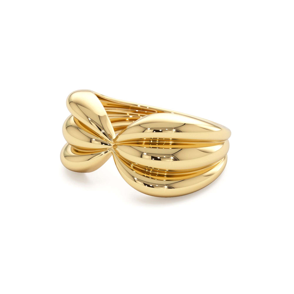 Bold 10mm Sculpted Dome Ring in 14K Gold — view 2