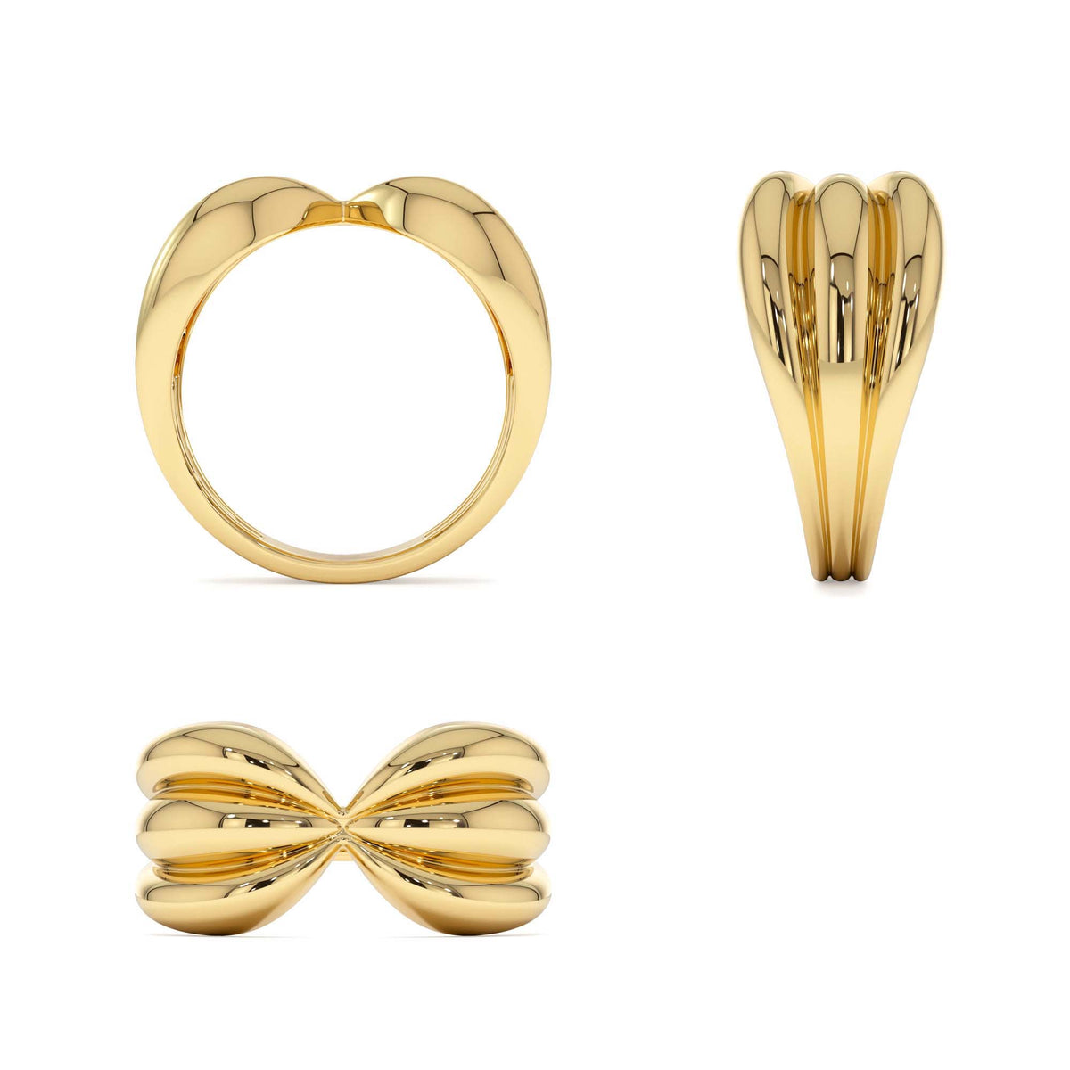Bold 10mm Sculpted Dome Ring in 14K Gold — view 3