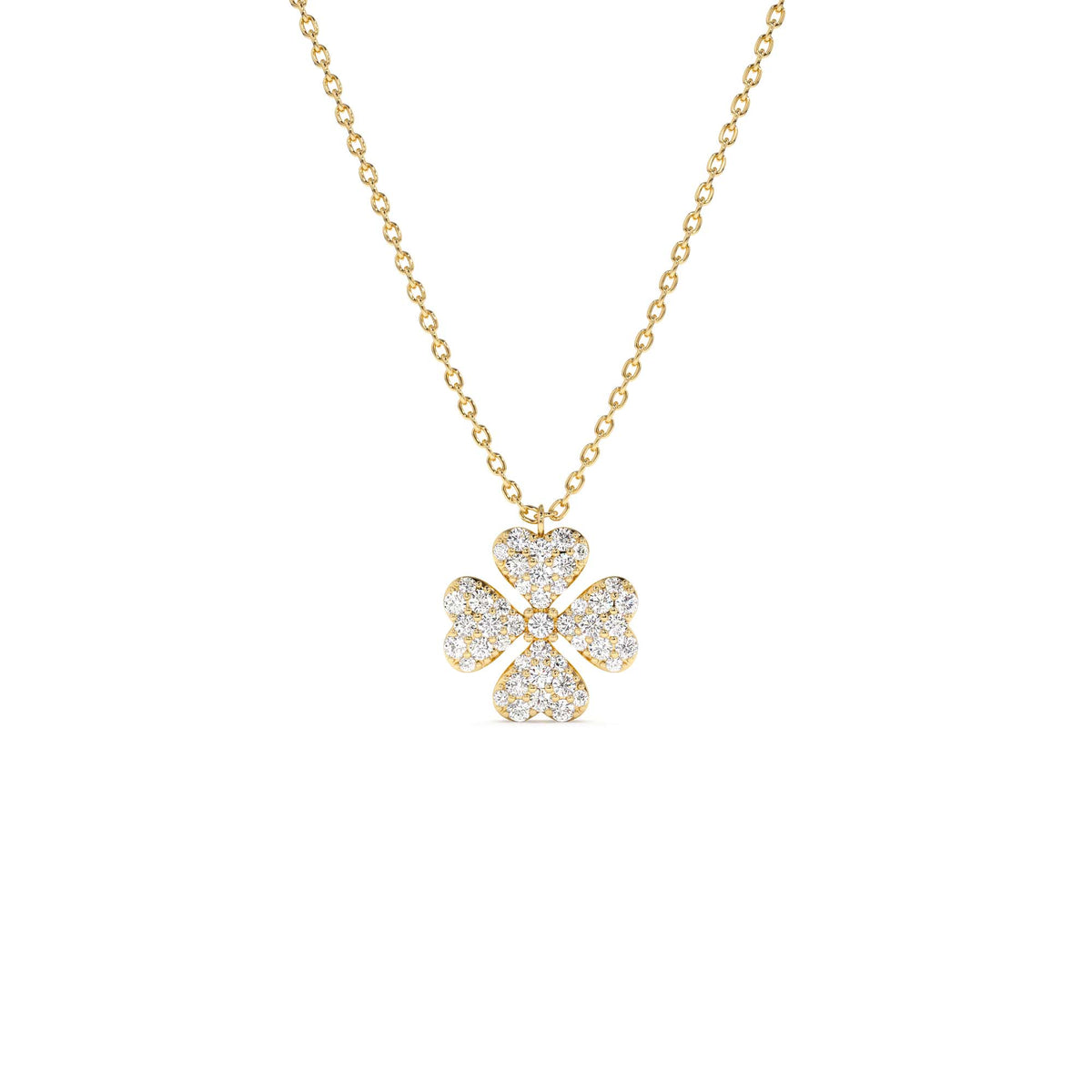 Diamond Clover Necklace in 14K Gold — view 1