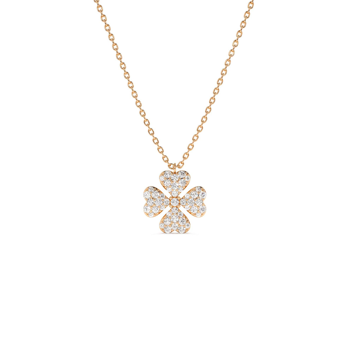 Diamond Clover Necklace in 14K Gold — view 3
