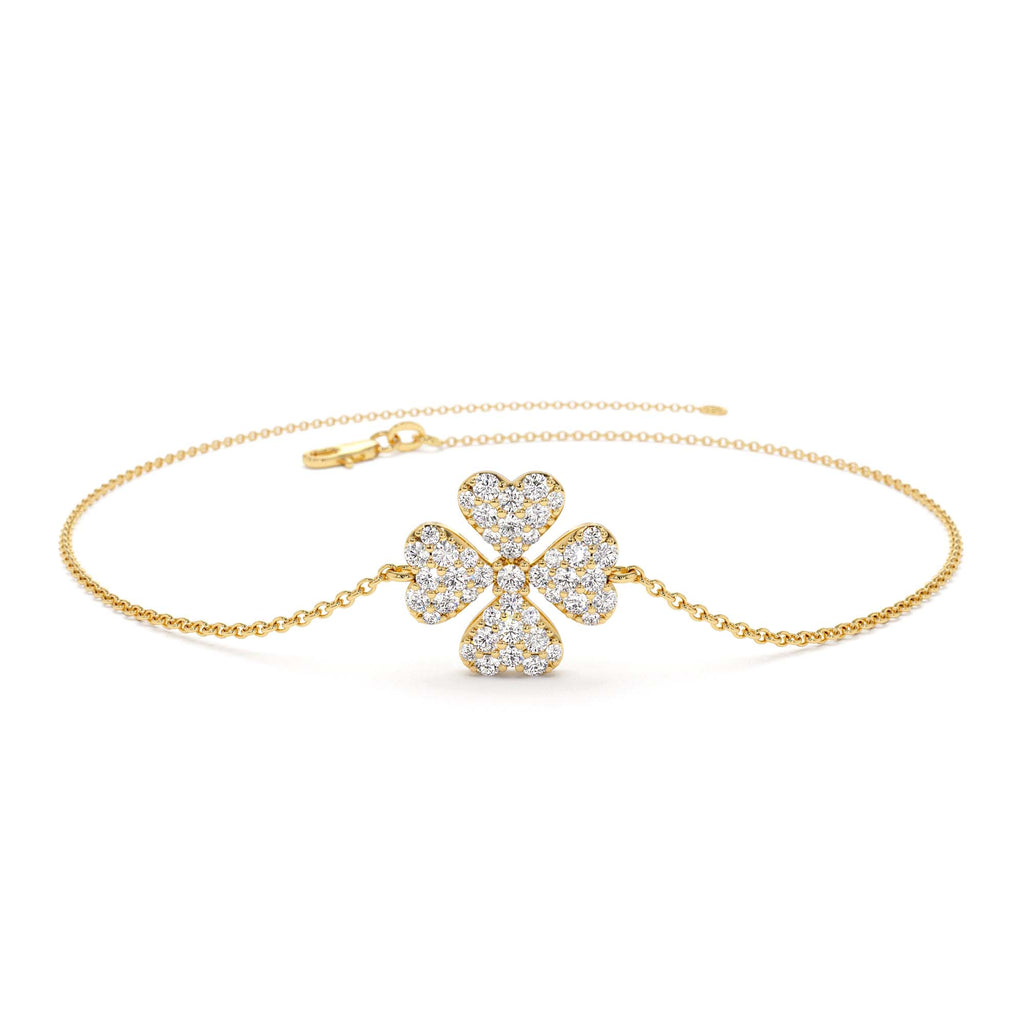 Diamond Clover Charm Bracelet in 14K Gold — view 1