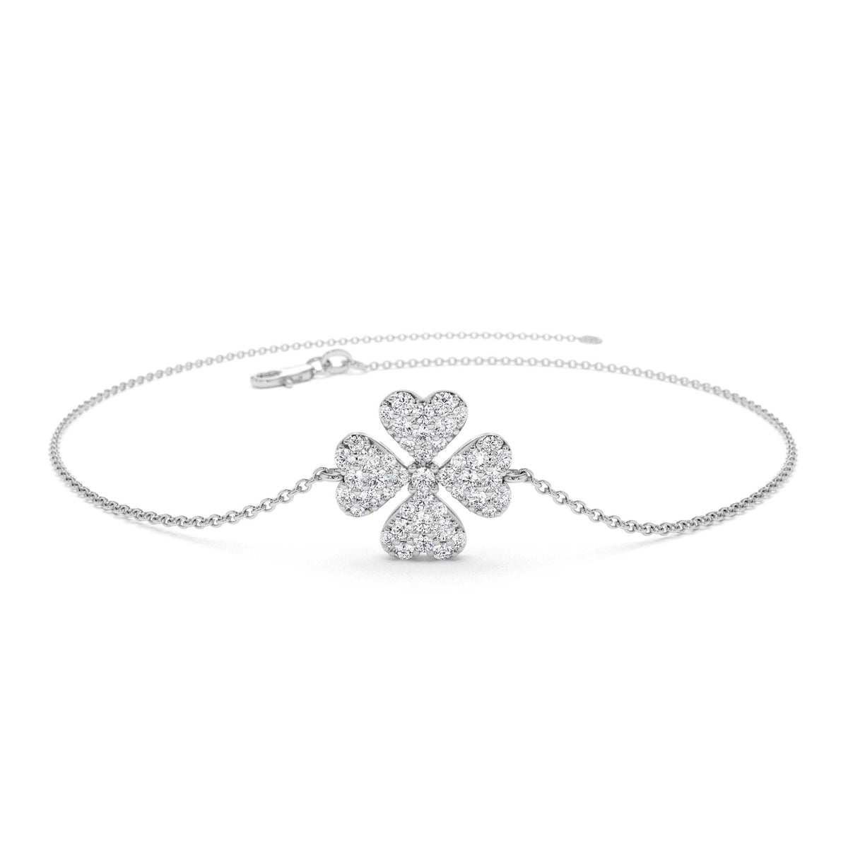Diamond Clover Charm Bracelet in 14K Gold — view 4