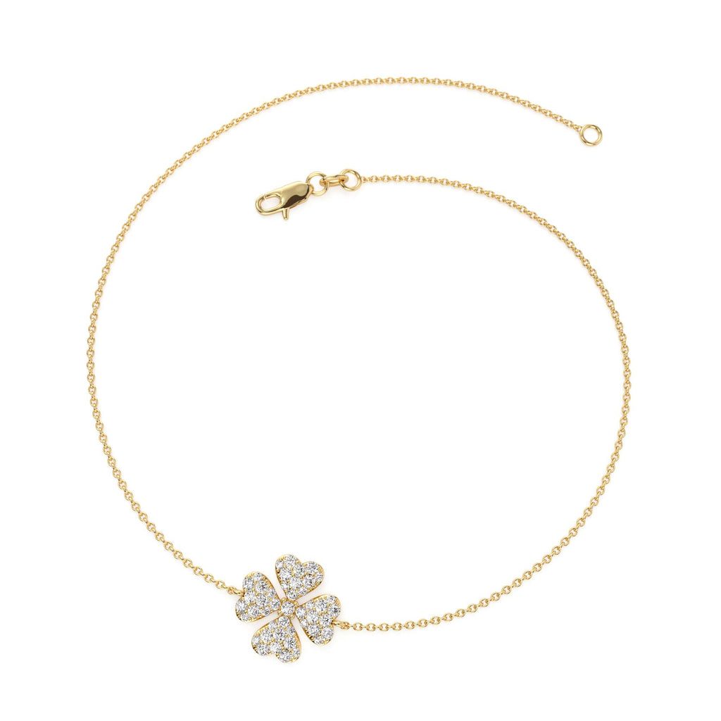 Diamond Clover Charm Bracelet in 14K Gold — view 2