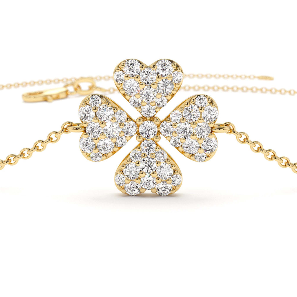 Diamond Clover Charm Bracelet in 14K Gold — view 3