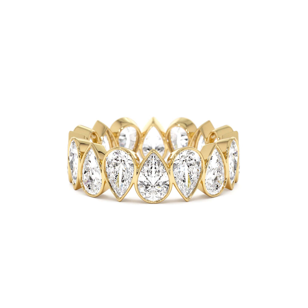 3.15 CTW Bezel Setting Pear Shaped Lab-Grown Diamond Eternity Ring in 14K Gold — view 1