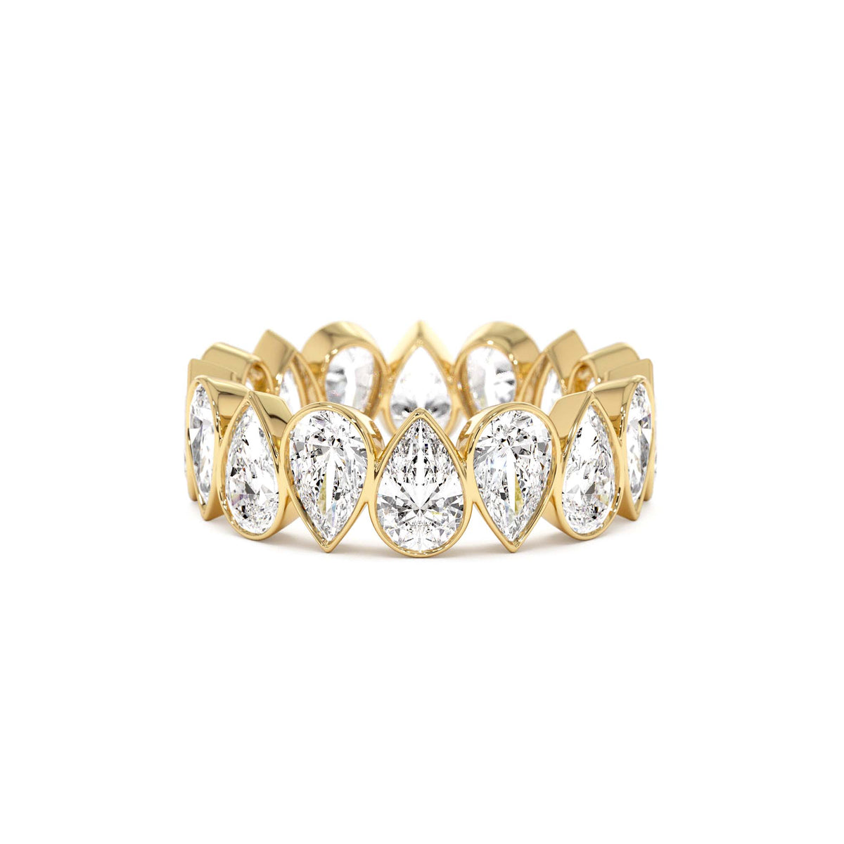 3.15 CTW Bezel Setting Pear Shaped Lab-Grown Diamond Eternity Ring in 14K Gold — view 1