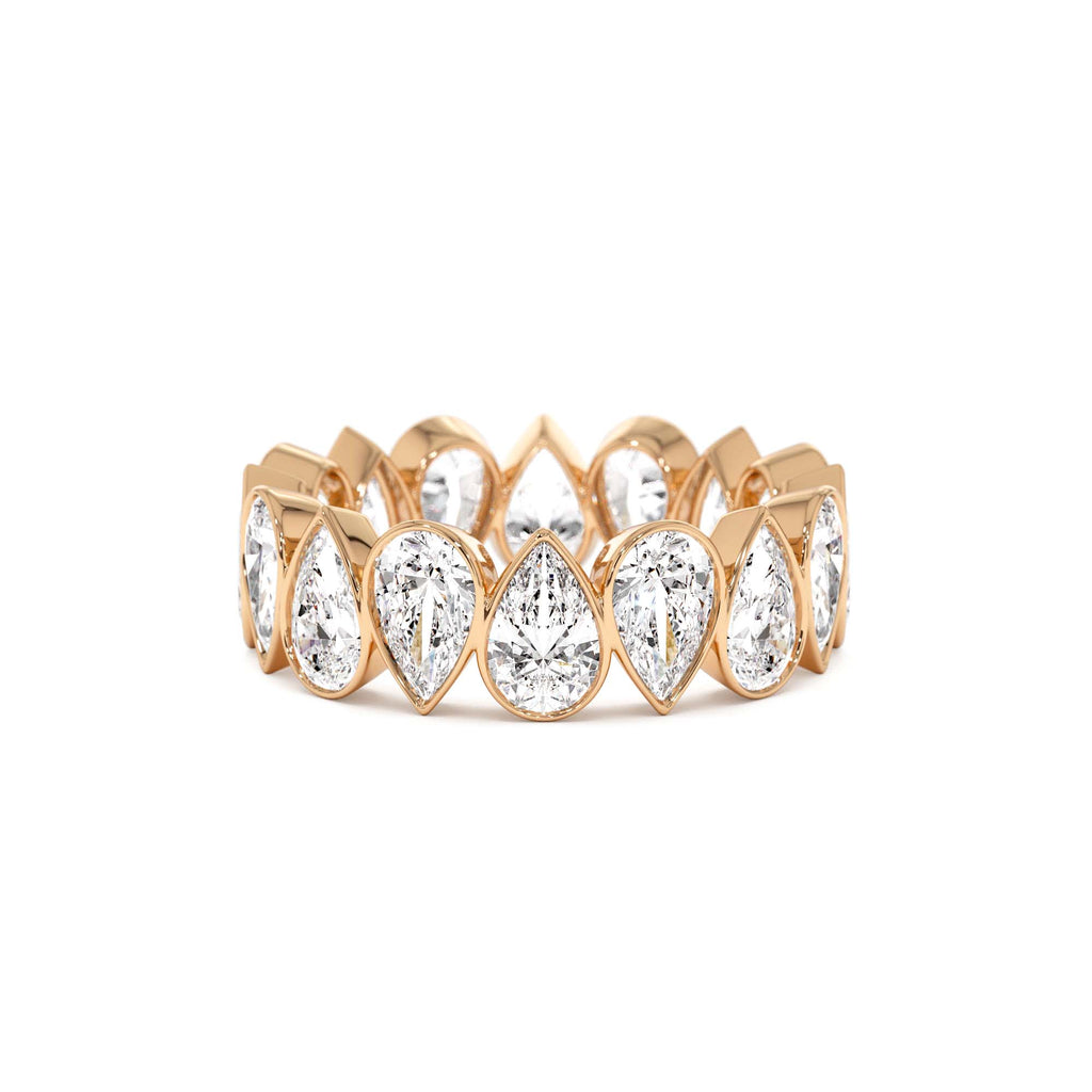 3.15 CTW Bezel Setting Pear Shaped Lab-Grown Diamond Eternity Ring in 14K Gold — view 4