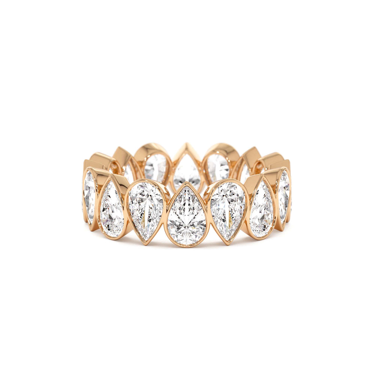 3.15 CTW Bezel Setting Pear Shaped Lab-Grown Diamond Eternity Ring in 14K Gold — view 4