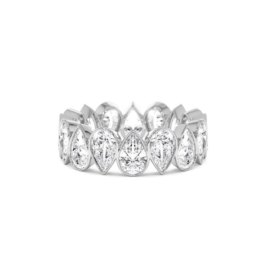 3.15 CTW Bezel Setting Pear Shaped Lab-Grown Diamond Eternity Ring in 14K Gold — view 3