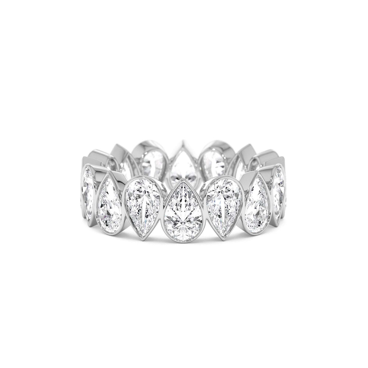 3.15 CTW Bezel Setting Pear Shaped Lab-Grown Diamond Eternity Ring in 14K Gold — view 3