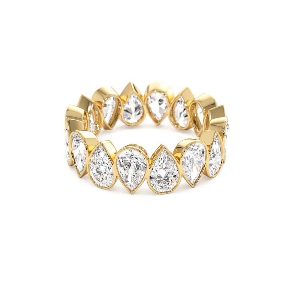 3.15 CTW Bezel Setting Pear Shaped Lab-Grown Diamond Eternity Ring in 14K Gold — view 2