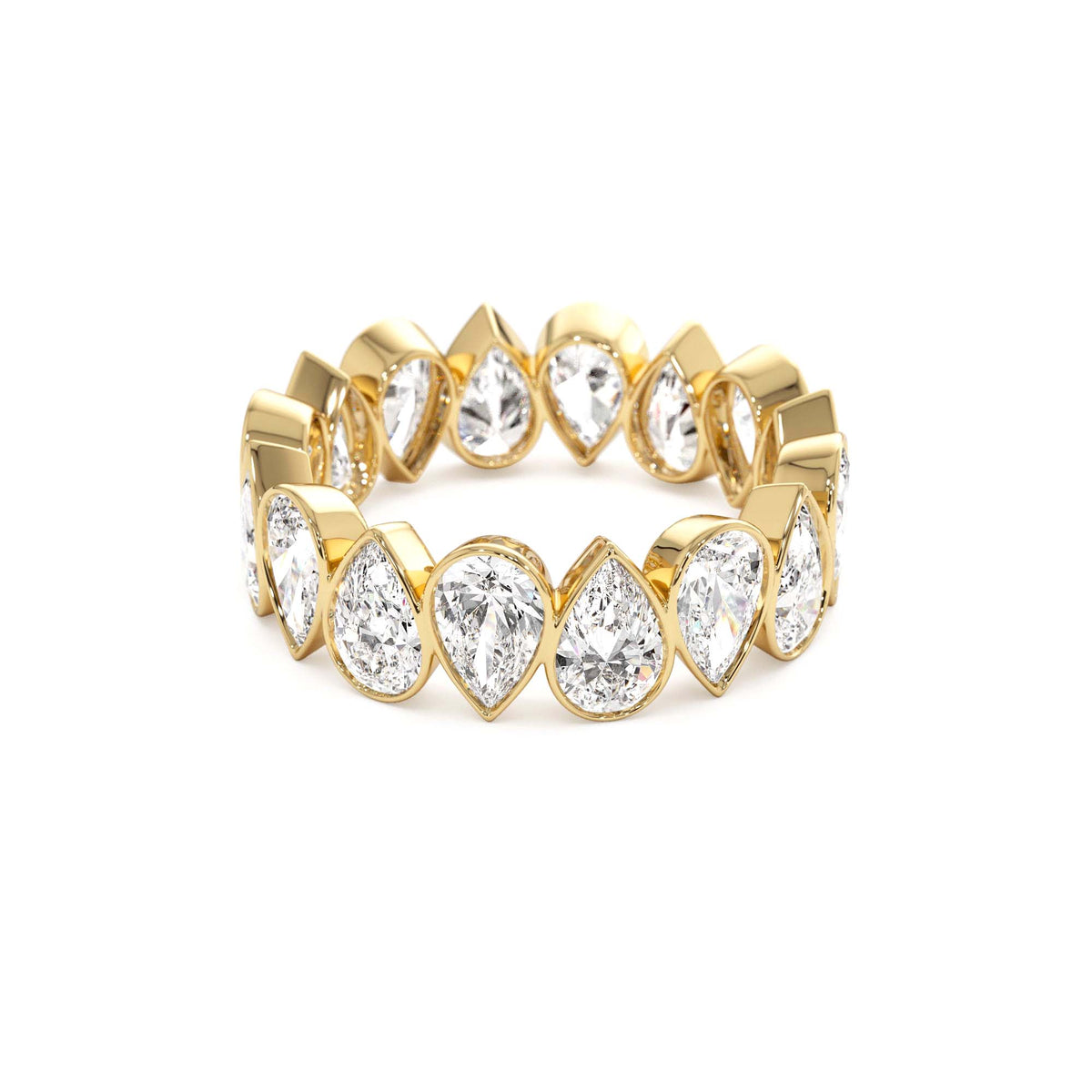 3.15 CTW Bezel Setting Pear Shaped Lab-Grown Diamond Eternity Ring in 14K Gold — view 2