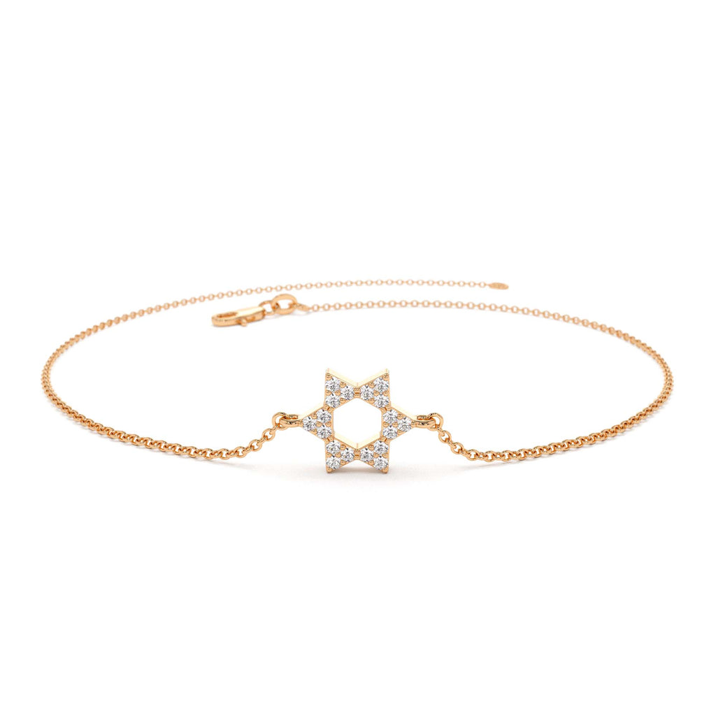 Star of David Diamond Bracelet in 14K Gold — view 5