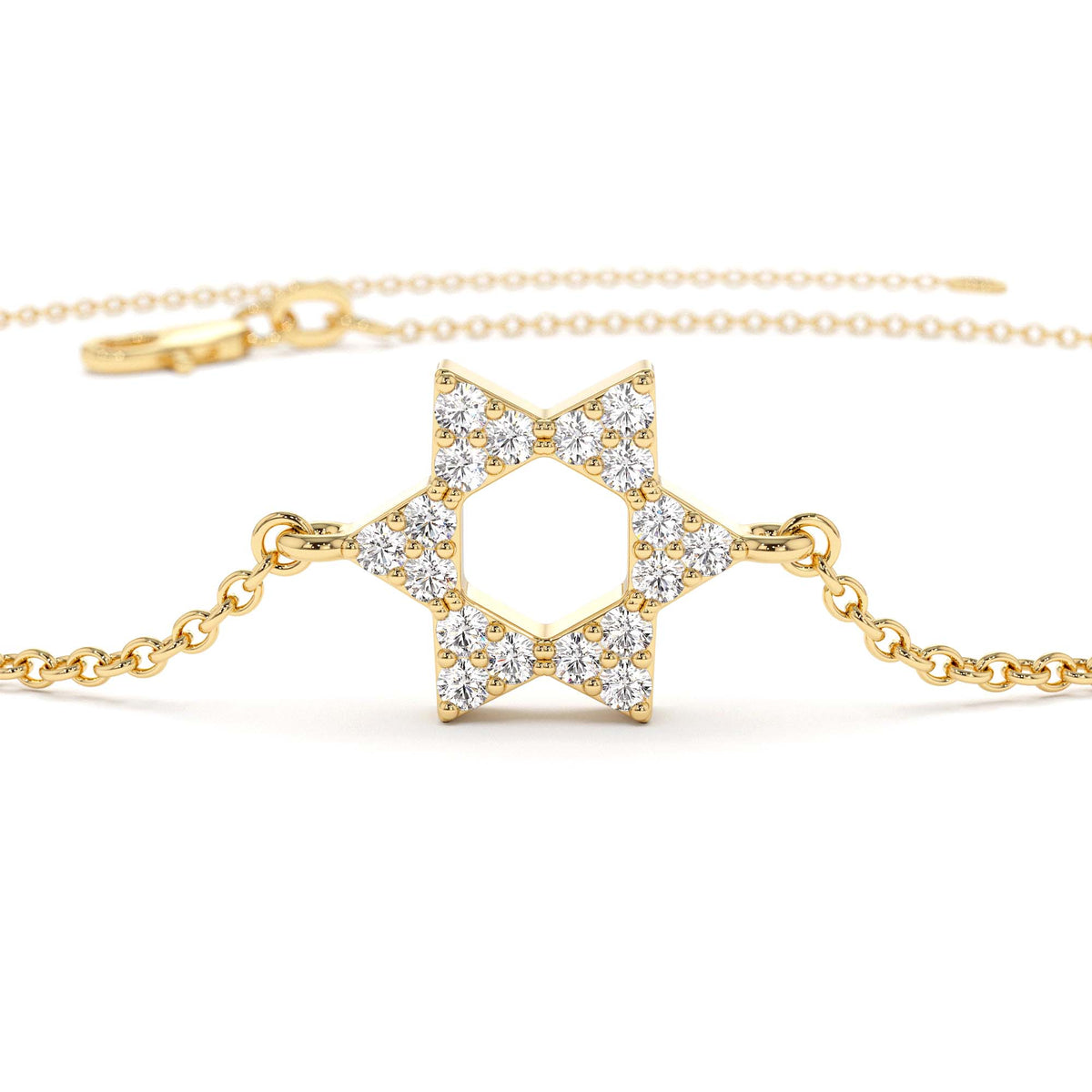 Star of David Diamond Bracelet in 14K Gold — view 2