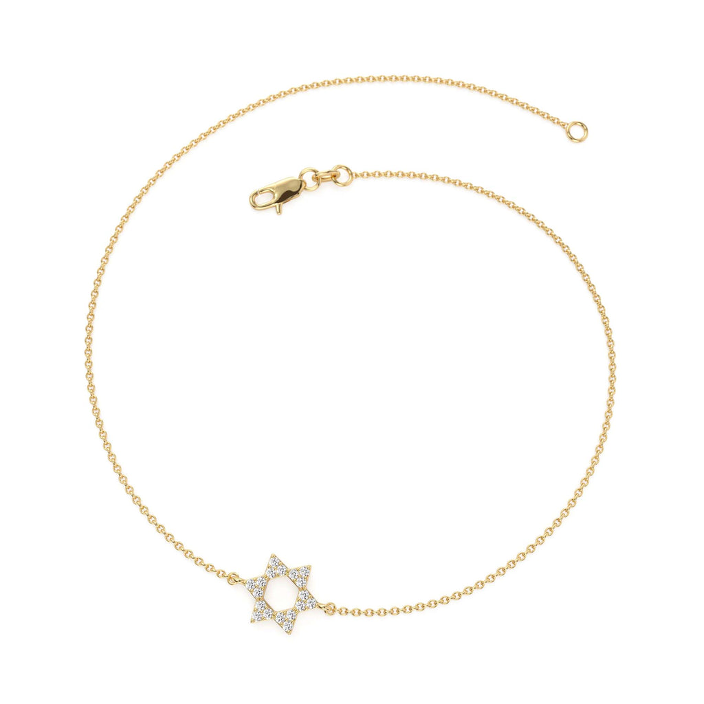 Star of David Diamond Bracelet in 14K Gold — view 3