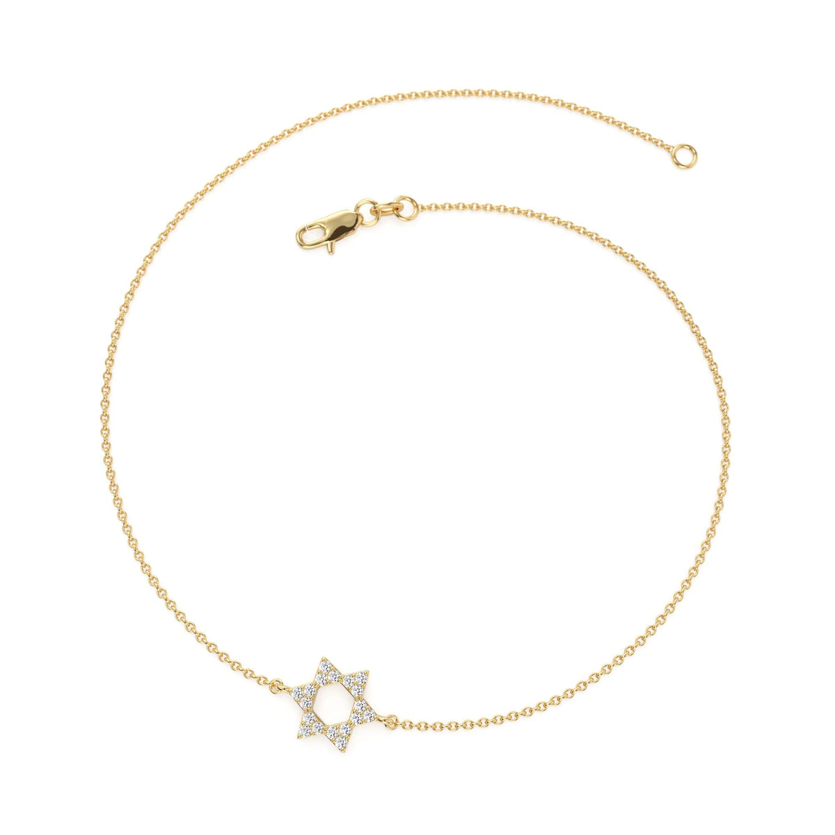 Star of David Diamond Bracelet in 14K Gold — view 3