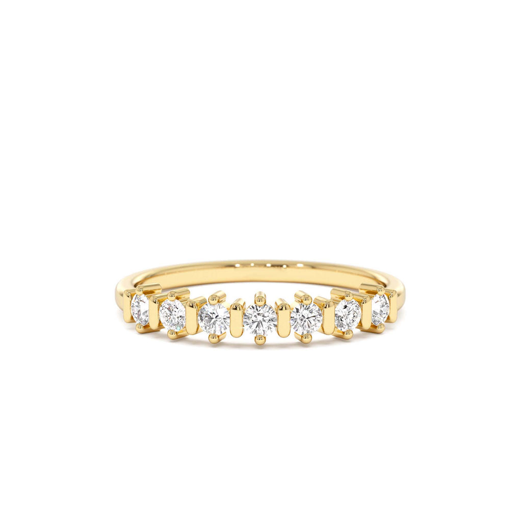 Round Cut 0.20 CTW Seven Stone Wedding Ring in 14K Gold — view 1