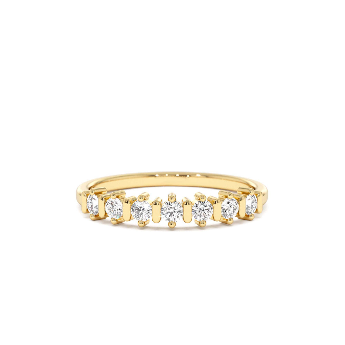 Round Cut 0.20 CTW Seven Stone Wedding Ring in 14K Gold — view 1