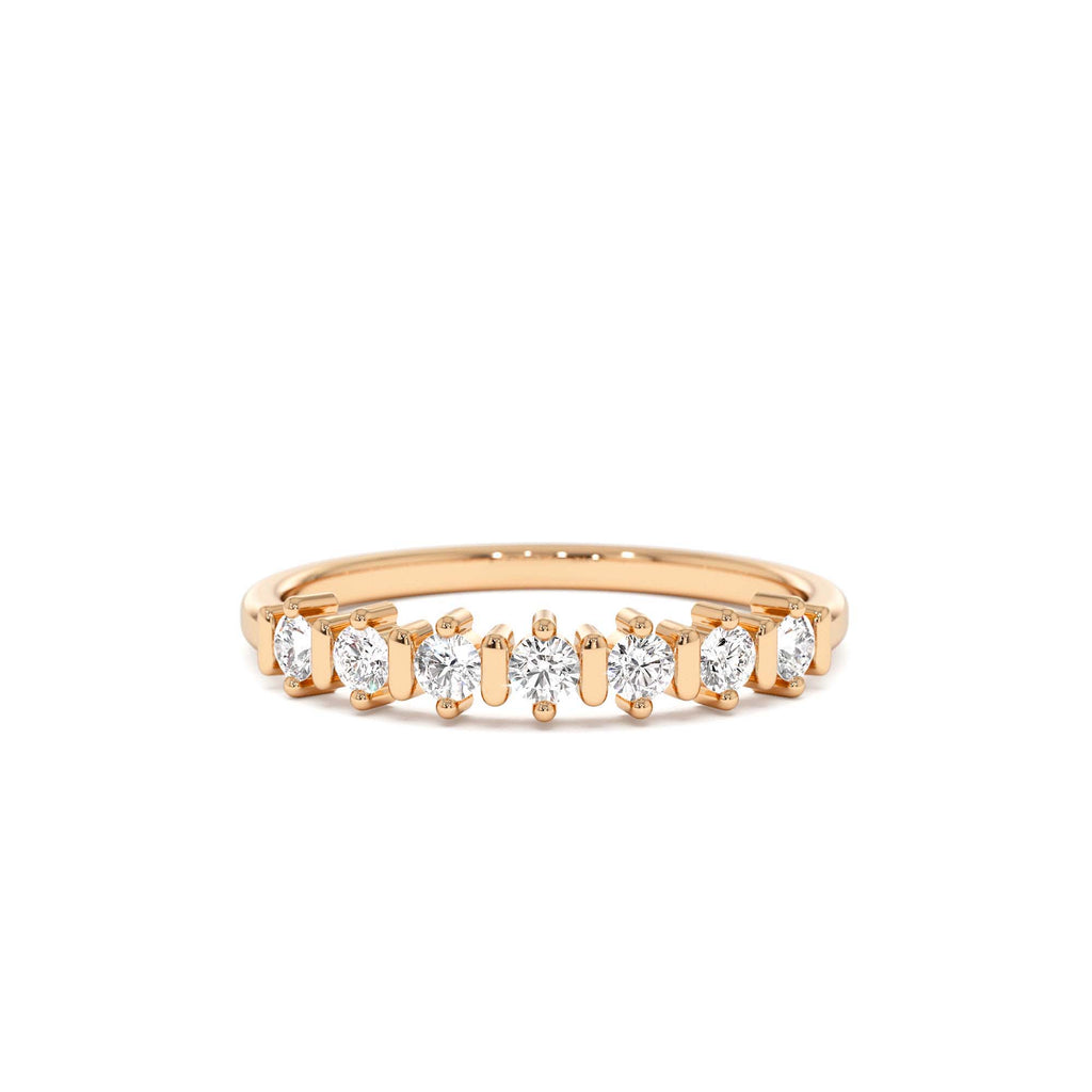 Round Cut 0.20 CTW Seven Stone Wedding Ring in 14K Gold — view 5