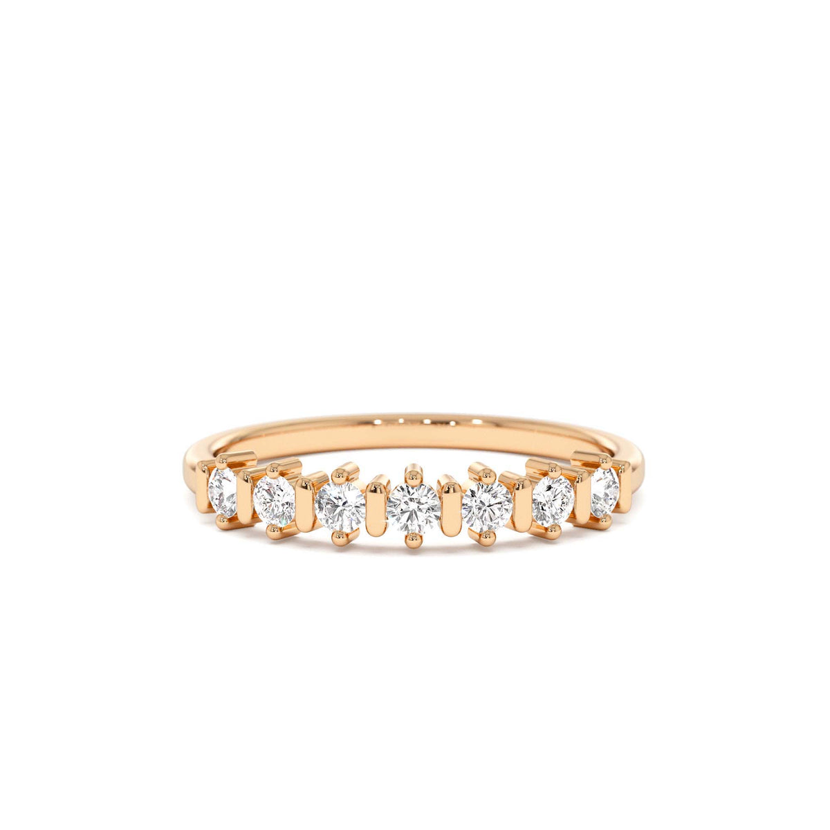 Round Cut 0.20 CTW Seven Stone Wedding Ring in 14K Gold — view 5