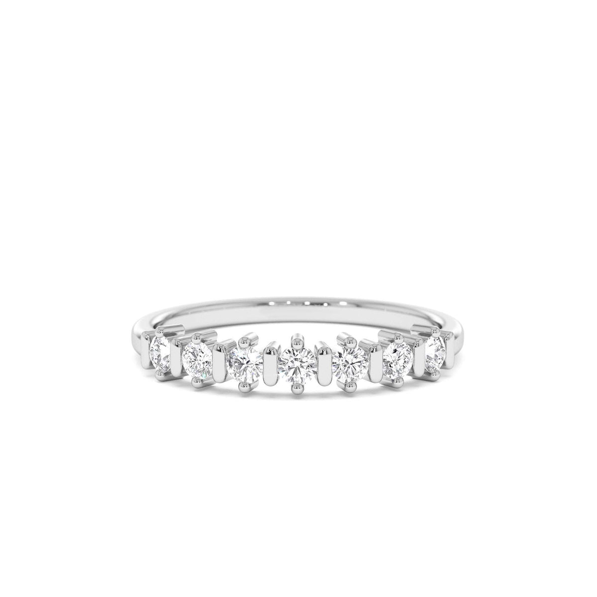 Round Cut 0.20 CTW Seven Stone Wedding Ring in 14K Gold — view 4