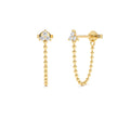 Trio Diamond Beaded Dangling Earrings in 14K Gold — view 1