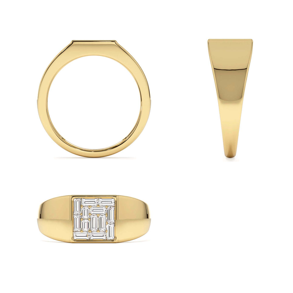 Square Illusion Setting Baguette Pinky Ring in 14K Gold — view 3