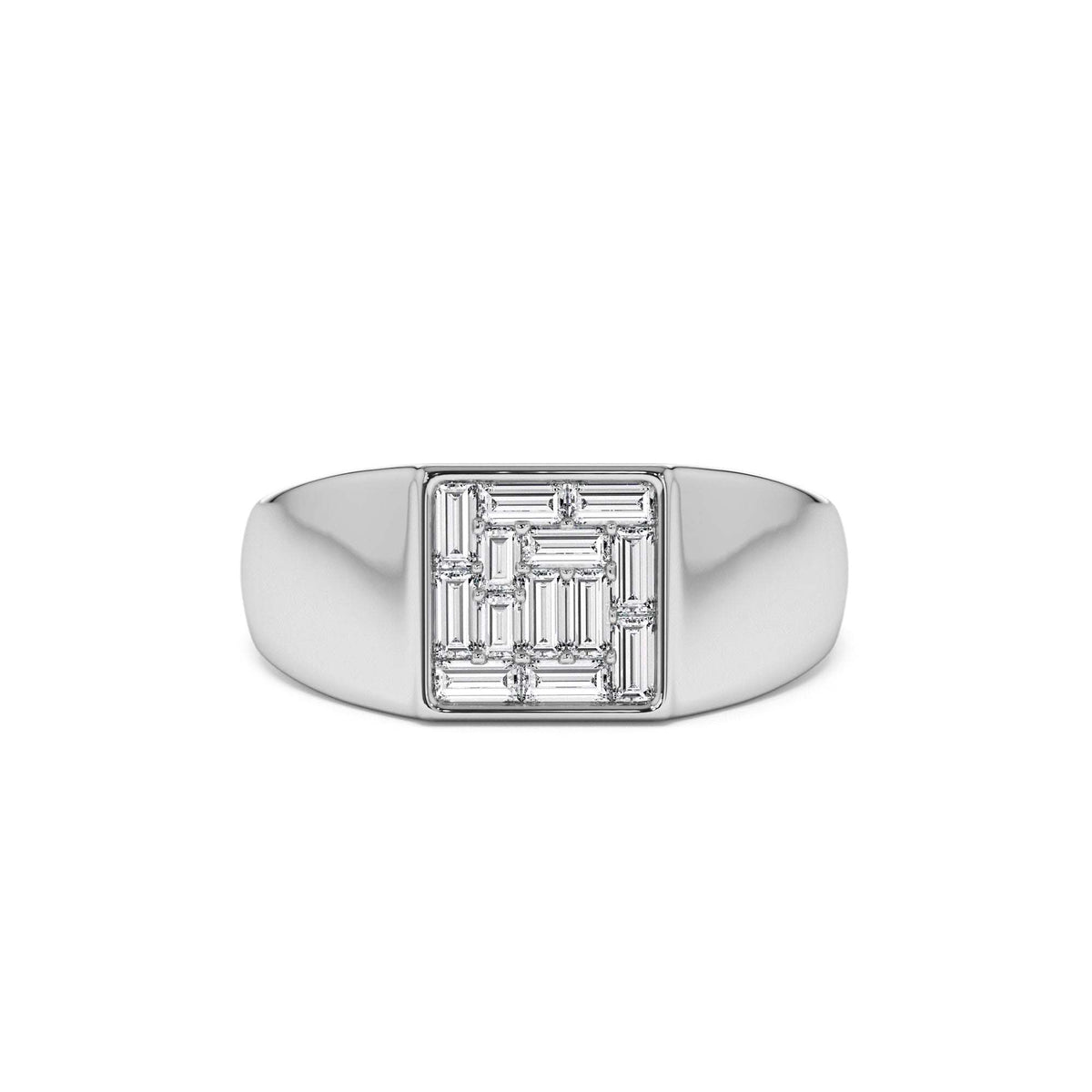 Square Illusion Setting Baguette Pinky Ring in 14K Gold — view 4