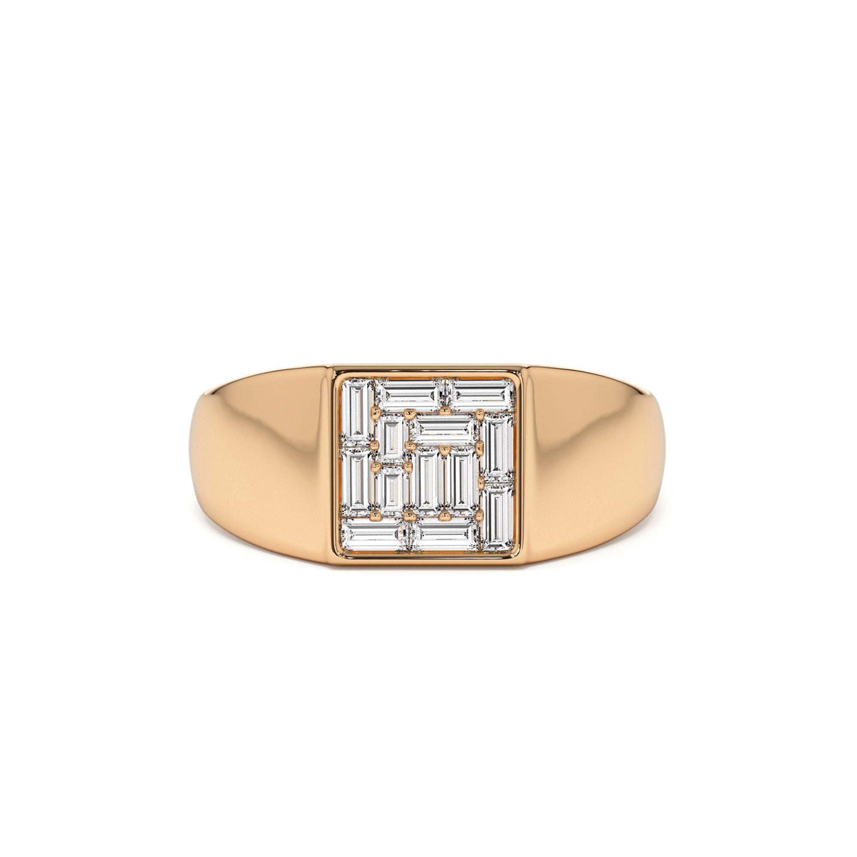 Square Illusion Setting Baguette Pinky Ring in 14K Gold — view 5