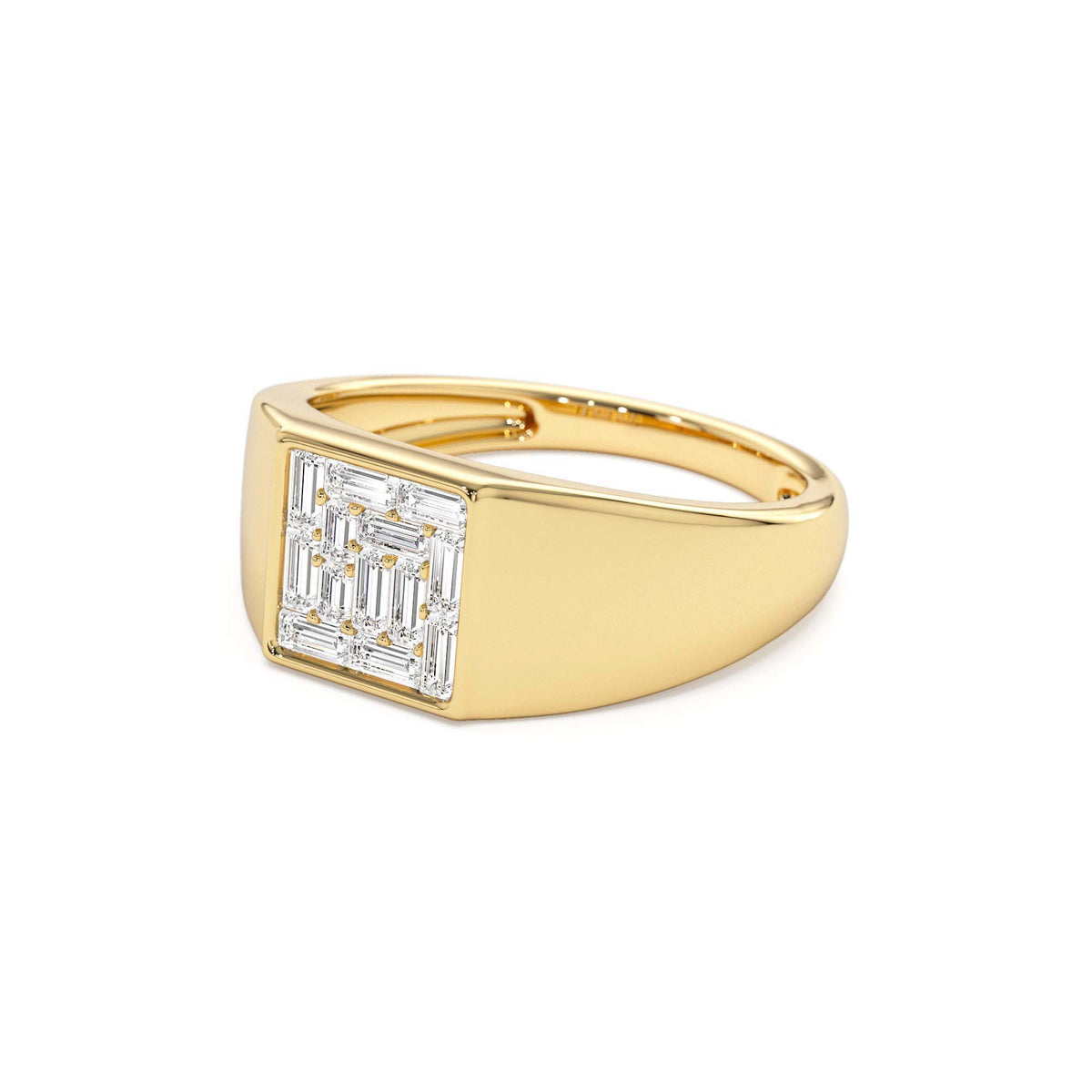Square Illusion Setting Baguette Pinky Ring in 14K Gold — view 2