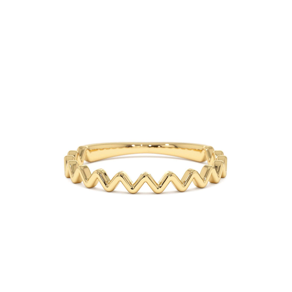 High and Low Zig Zag Ring in 14K Gold — view 1