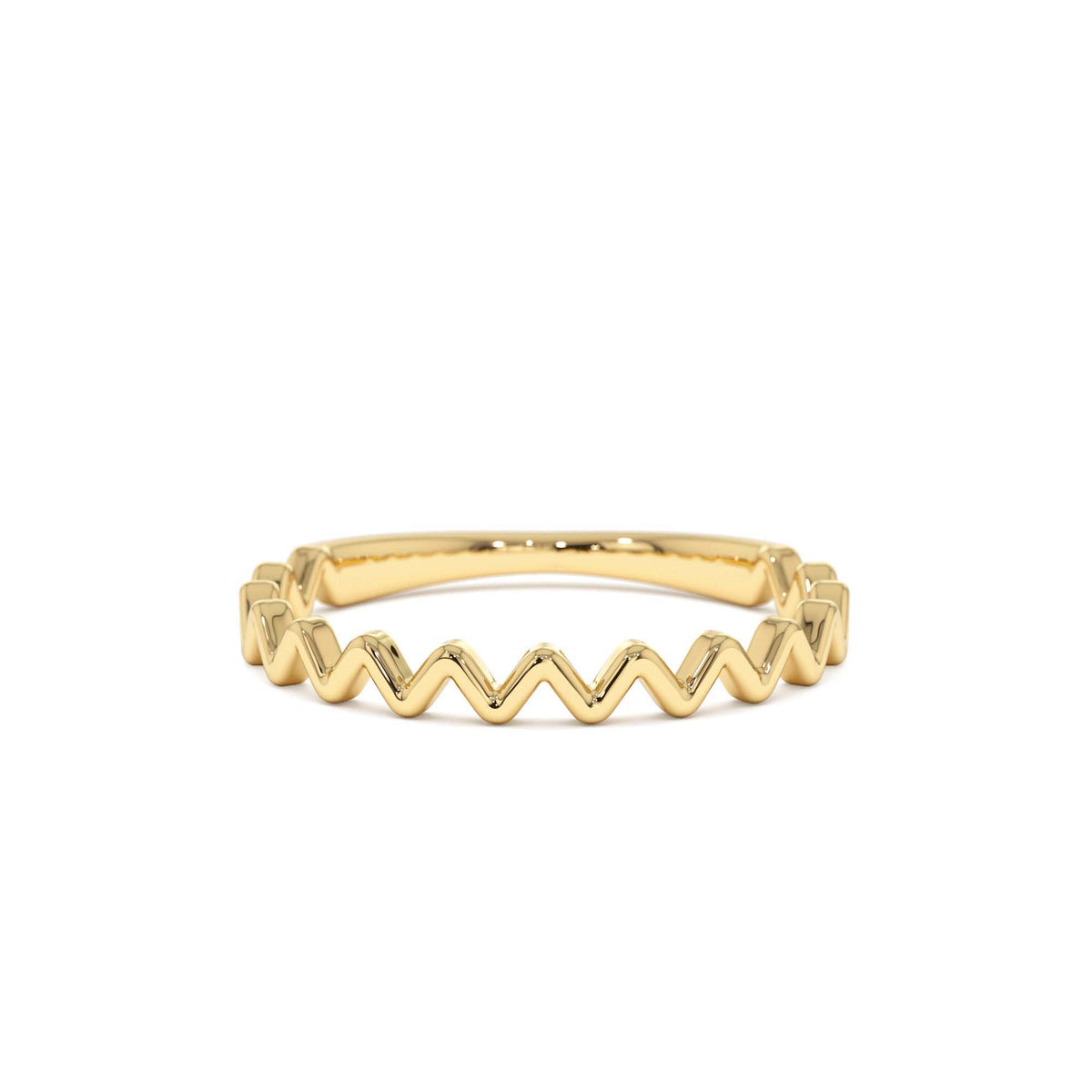 High and Low Zig Zag Ring in 14K Gold — view 1