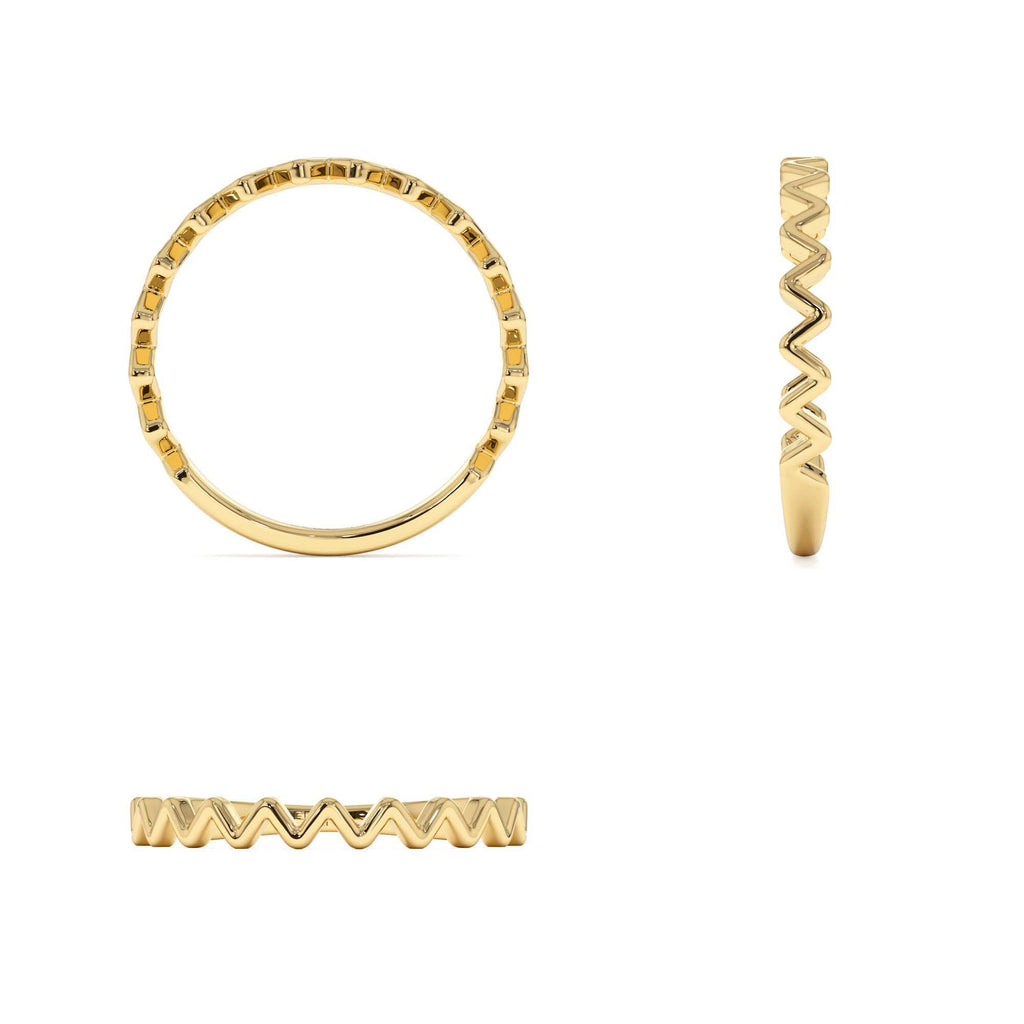 High and Low Zig Zag Ring in 14K Gold — view 3