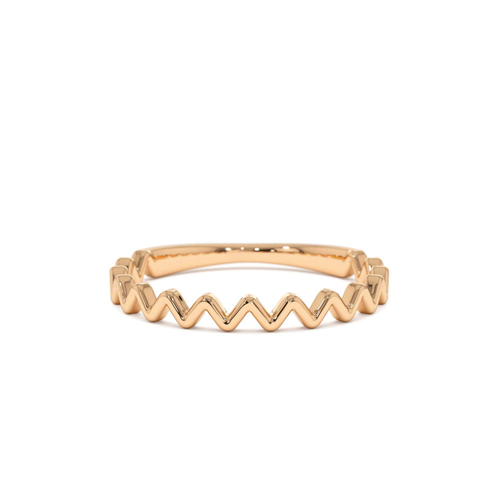 High and Low Zig Zag Ring in 14K Gold — view 5