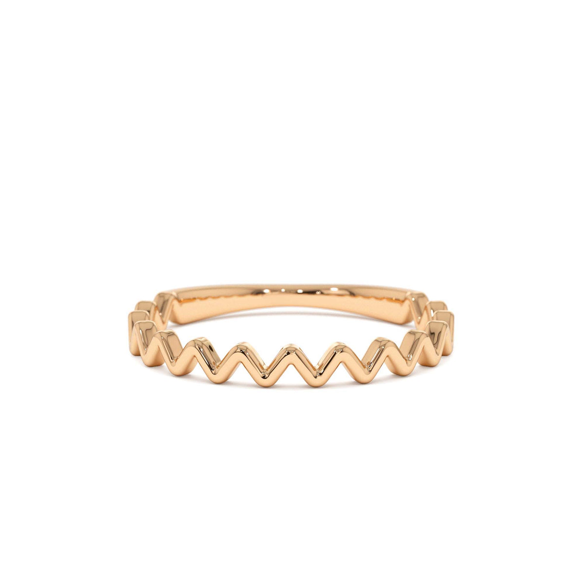High and Low Zig Zag Ring in 14K Gold — view 5