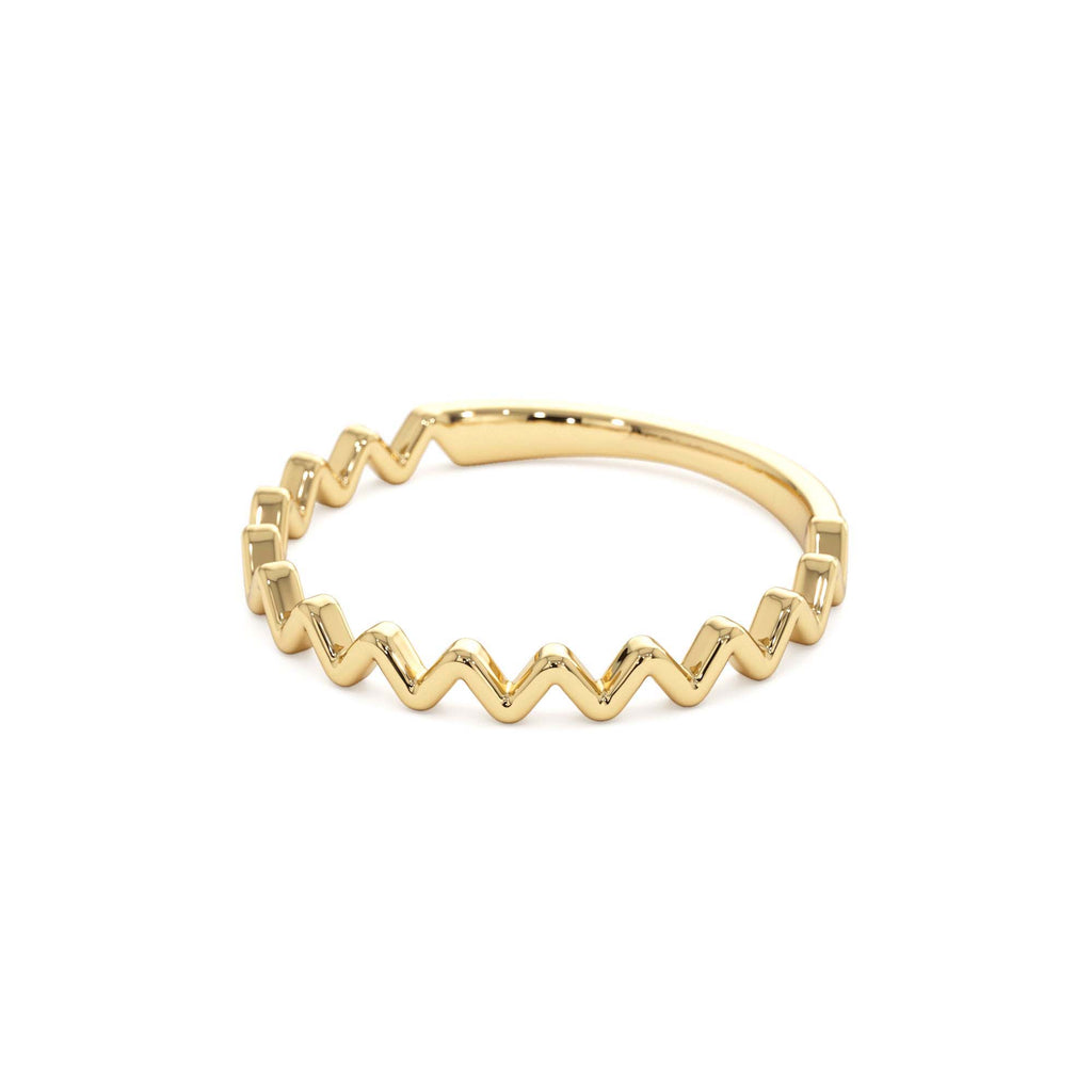 High and Low Zig Zag Ring in 14K Gold — view 2