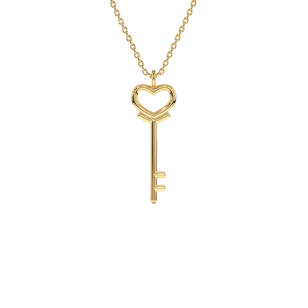 Heart Key Necklace in 14K Gold — view 1