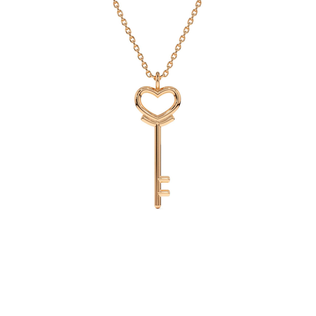 Heart Key Necklace in 14K Gold — view 3