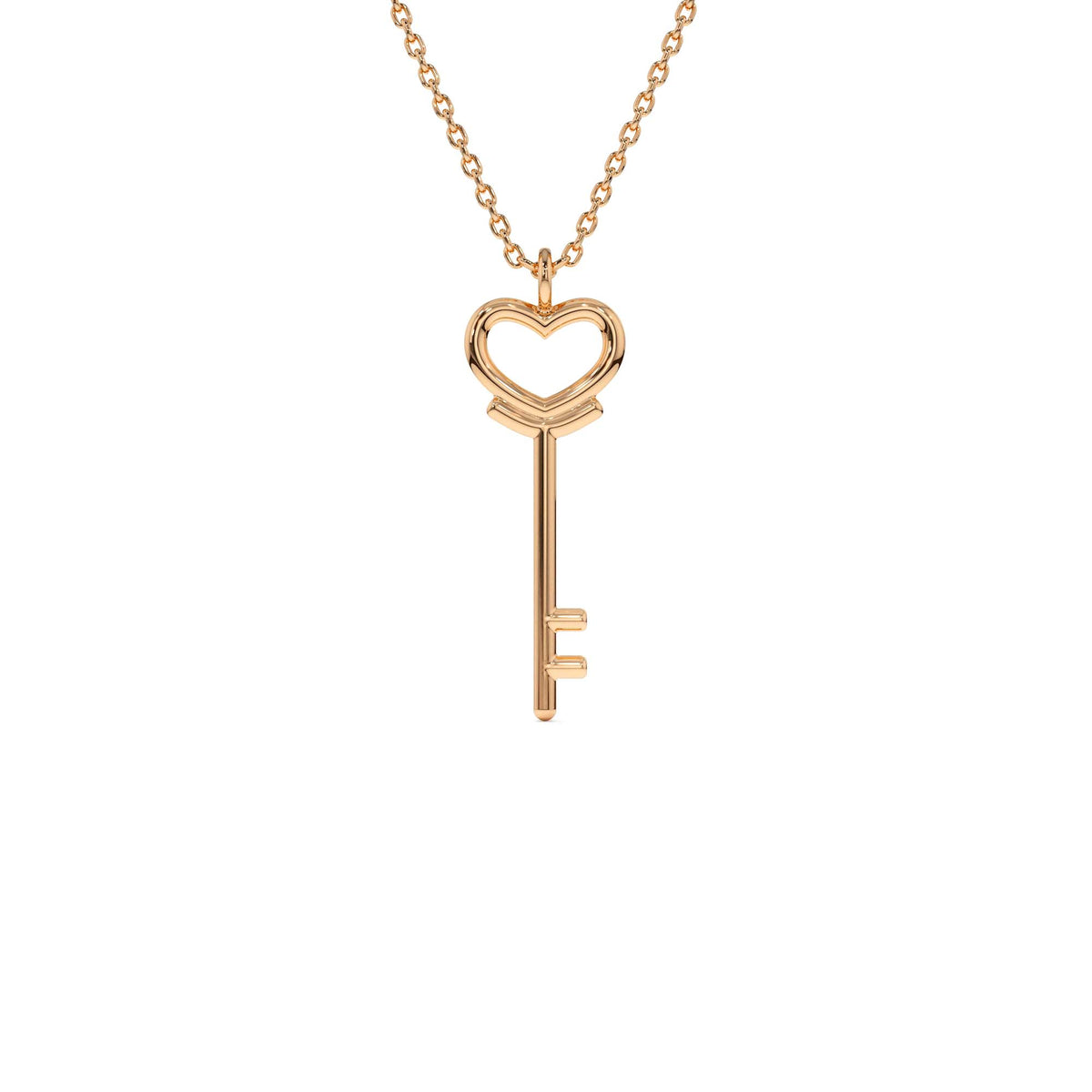 Heart Key Necklace in 14K Gold — view 3