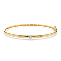 Emerald Shape Diamond Solitare Bangle in 14K Gold — view 1