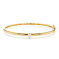 Pear Shape Diamond Solitare Bangle in 14K Gold — view 1