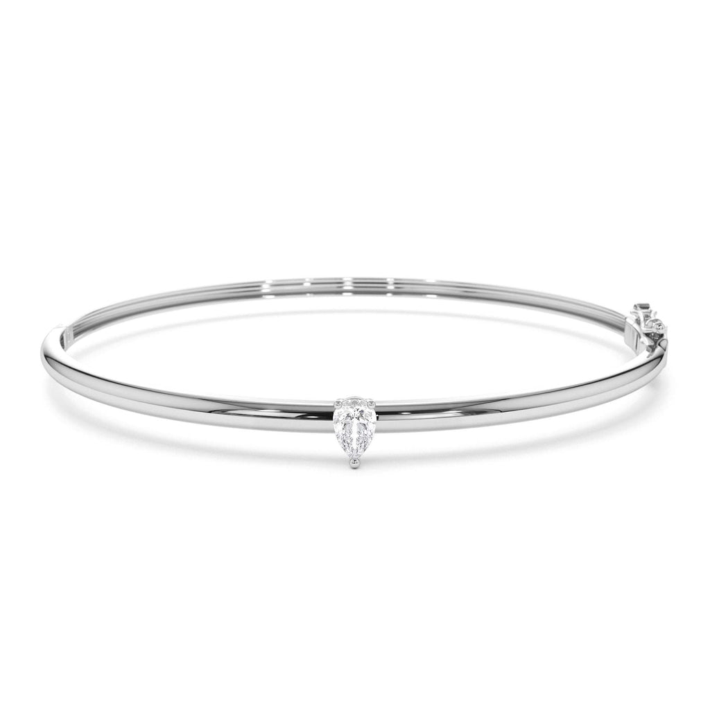 Pear Shape Diamond Solitare Bangle in 14K Gold — view 4