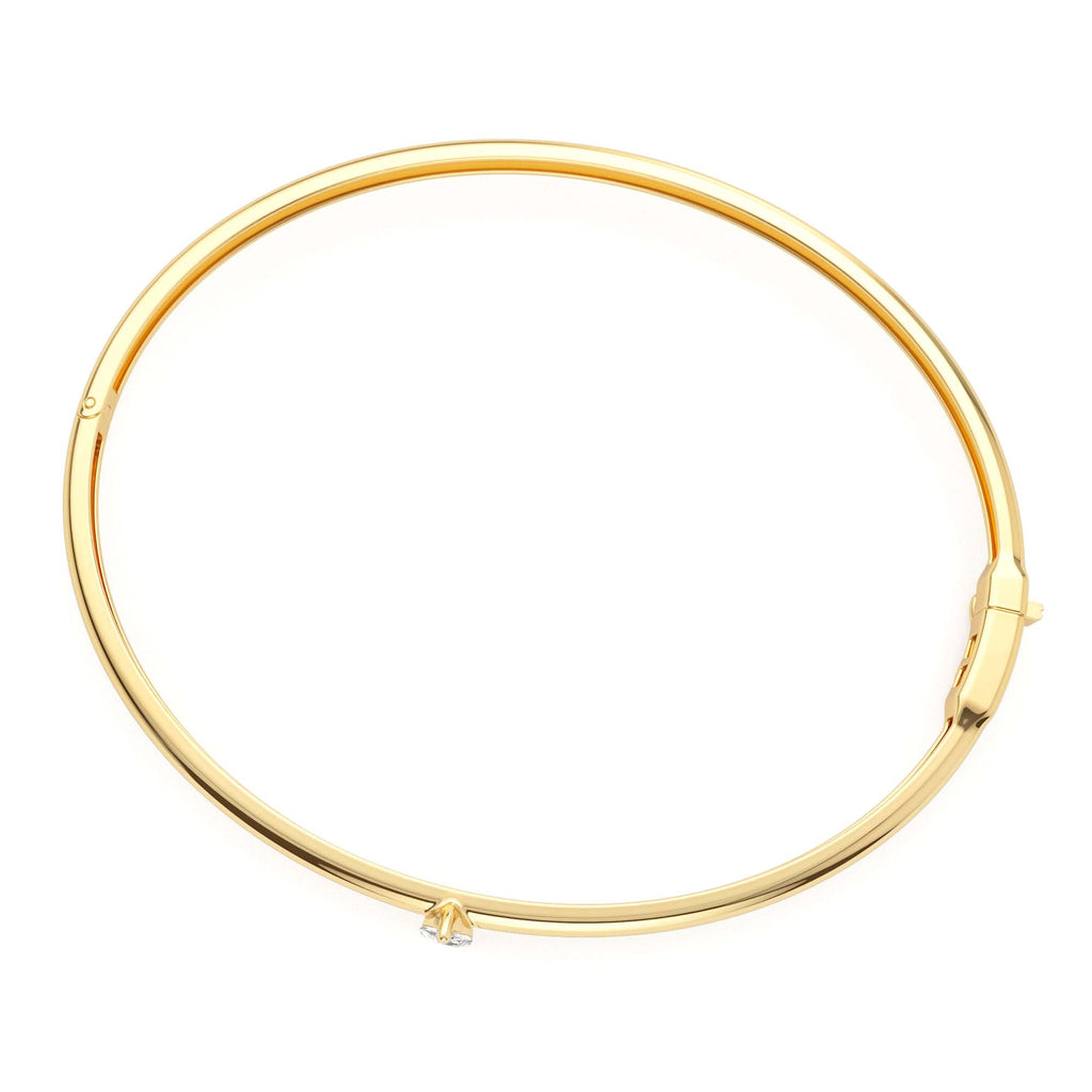 Pear Shape Diamond Solitare Bangle in 14K Gold — view 3