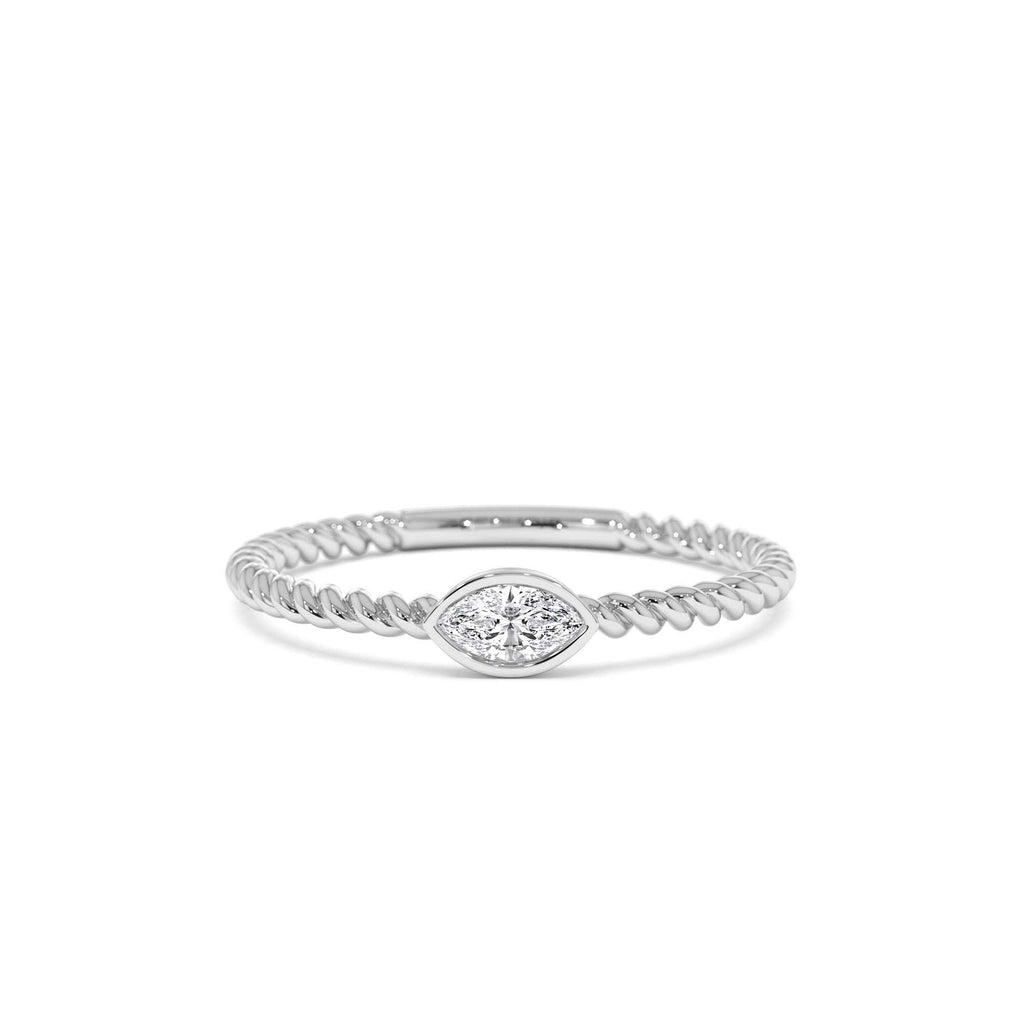 Bezel Marquise Diamond Rope ring in 14K Gold — view 4