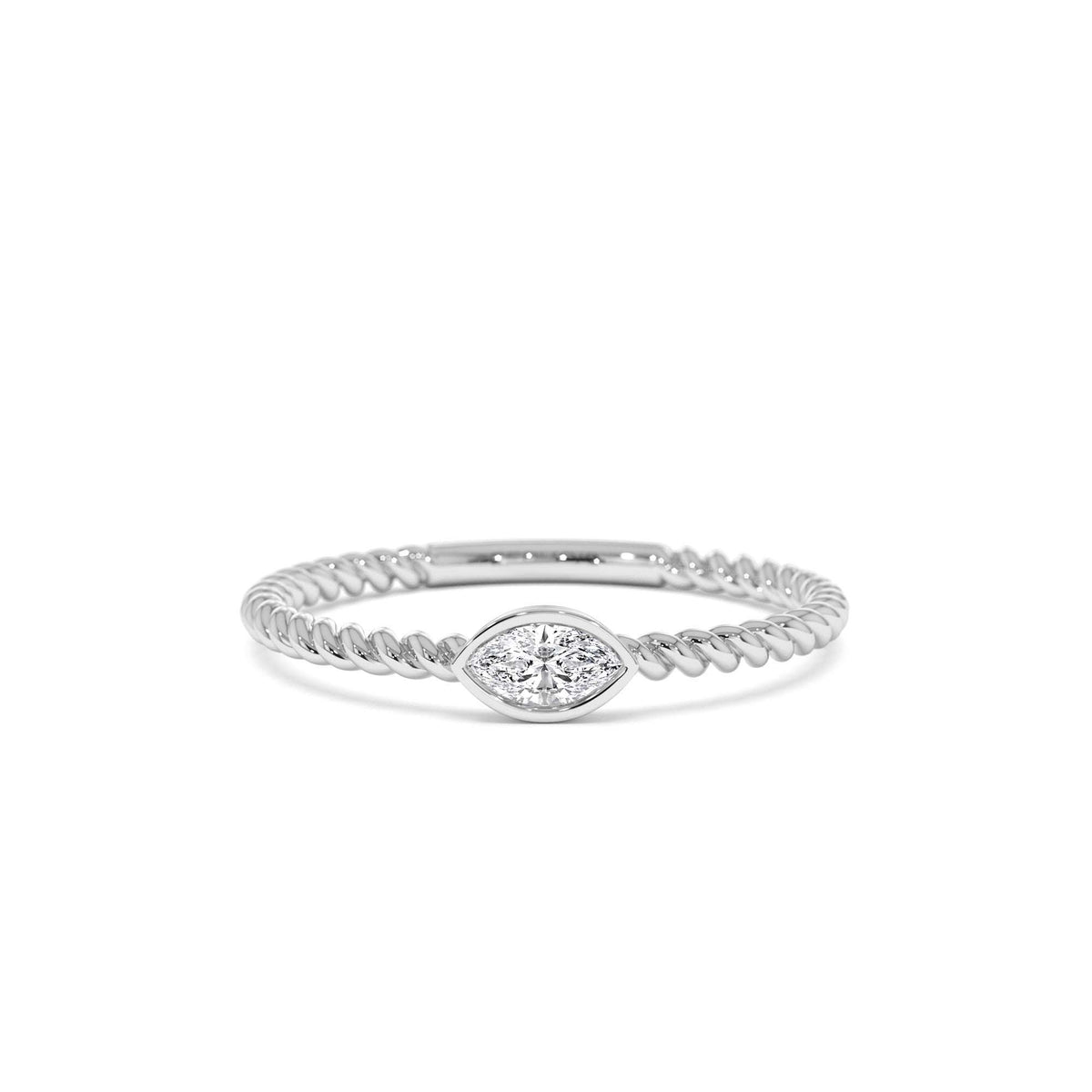 Bezel Marquise Diamond Rope ring in 14K Gold — view 4