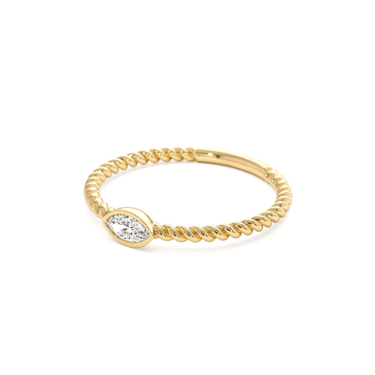 Bezel Marquise Diamond Rope ring in 14K Gold — view 2